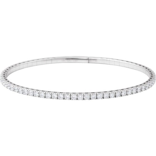 14k White Gold 3 ct tw Lab-Grown Diamond Flexible Bangle Bracelet