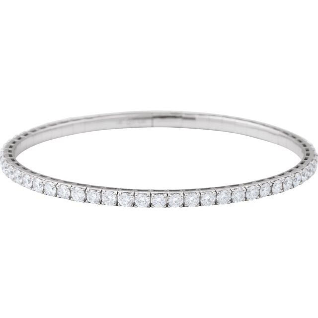 14k White Gold 3 ct tw Lab-Grown Diamond Flexible Bangle Bracelet