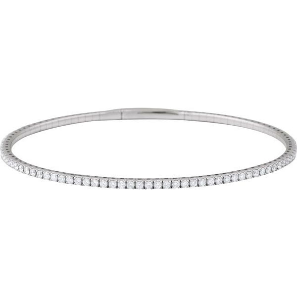 14k White Gold 1.5 ct tw Lab-Grown Diamond Flexible Bangle Bracelet