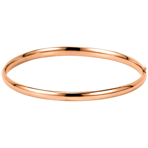 14kt Rose Gold 7in Hinged Bangle Bracelet 4mm