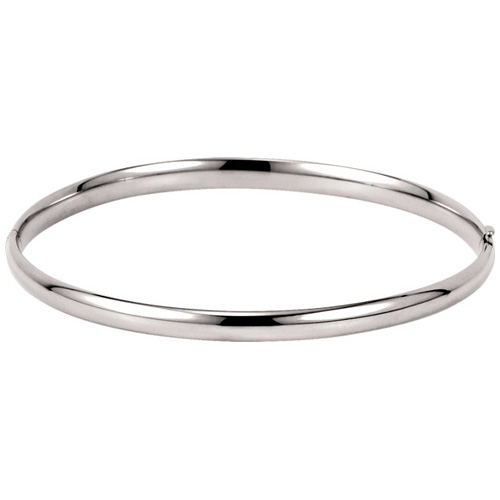 14kt White Gold 4mm Hinged Bangle Bracelet JJBRC180W Joy Jewelers