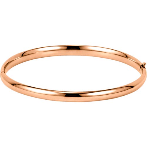 14k Rose Gold 7in Hinged Bangle Bracelet 4.75mm