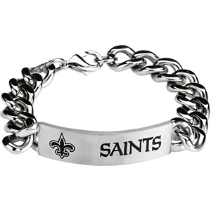Stainless Steel 8in New Orleans Saints ID Logo Bracelet