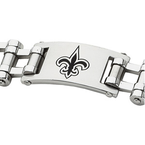 Stainless Steel 8in New Orleans Saints Logo Bracelet