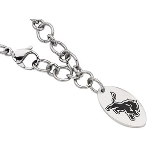 Stainless Steel 8in Detroit Lions Mascot Dangle Bracelet
