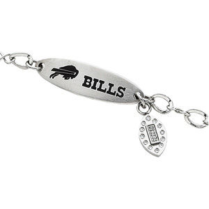 Stainless Steel 7 1/2in Buffalo Bills Oval ID Bracelet