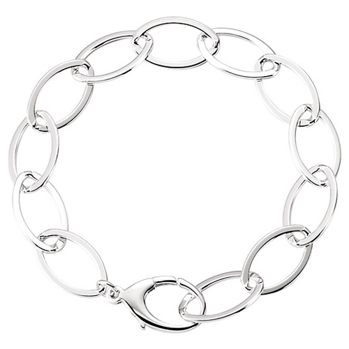 Sterling Silver Wide Oval Link Bracelet 7.5in