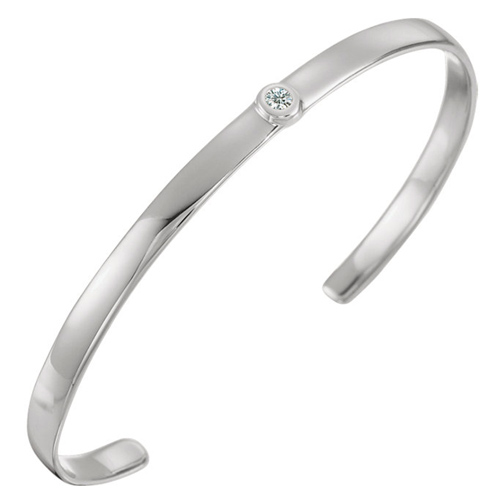 Sterling Silver 1/10 ct tw Diamond Bezel Cuff Bracelet
