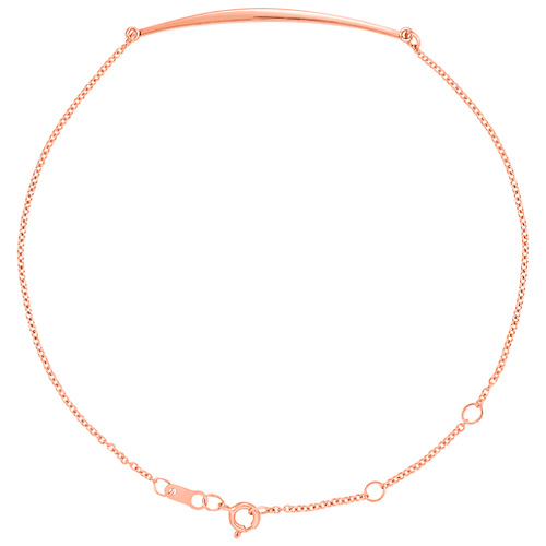 14k Rose Gold Curved Bar Cable Link Bracelet