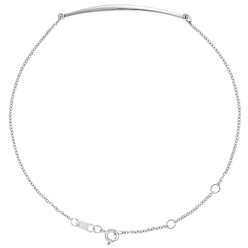 14k White Gold Curved Bar Cable Link Bracelet