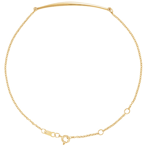 14k Yellow Gold Curved Bar Cable Link Bracelet