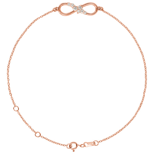 14k Rose Gold 1/8 ct tw Diamond Infinity Symbol Charm Bracelet