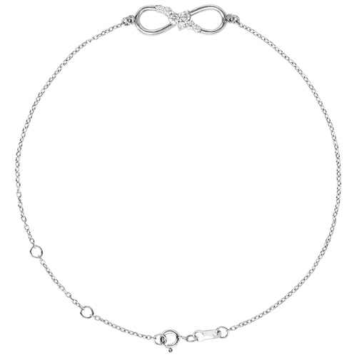 14k White Gold 1/8 ct tw Diamond Infinity Symbol Charm Bracelet