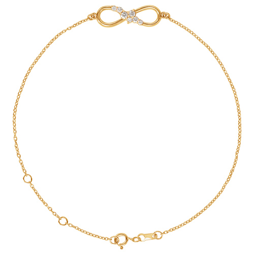 14k Yellow Gold 1/8 ct tw Diamond Infinity Symbol Charm Bracelet