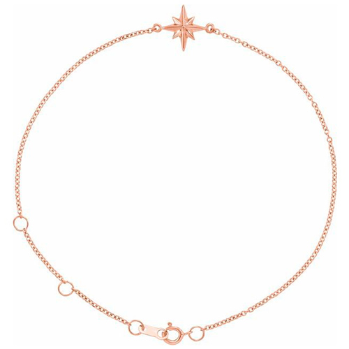 14k Rose Gold Celestial Charm Bracelet 7.5in