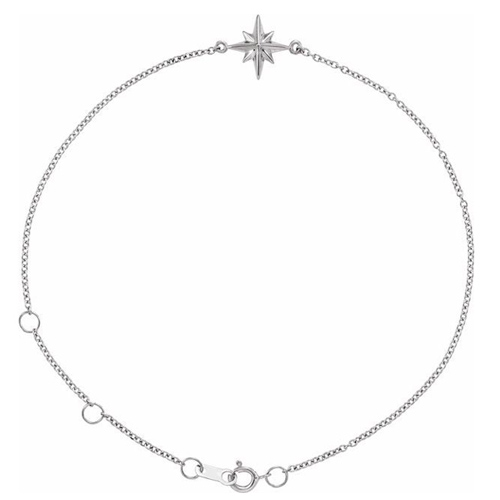 14k White Gold Celestial Charm Bracelet 7.5in
