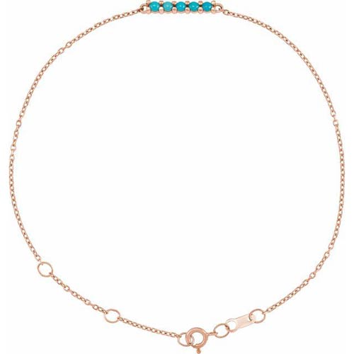 14k Rose Gold Turquose Bar Bracelet