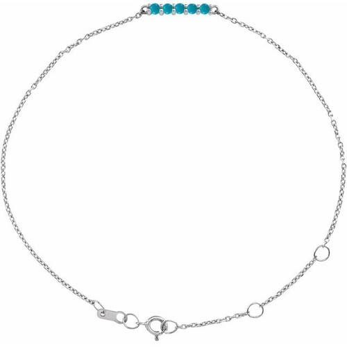 14k White Gold Turquose Bar Bracelet