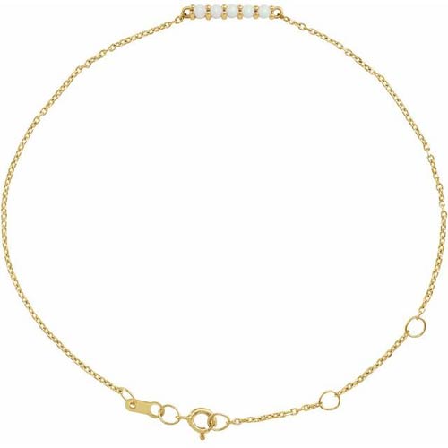 14k Yellow Gold White Ethiopian Opal Bar Bracelet