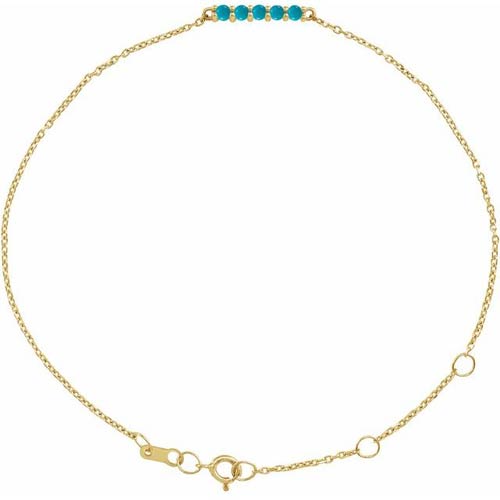14k Yellow Gold Turquose Bar Bracelet