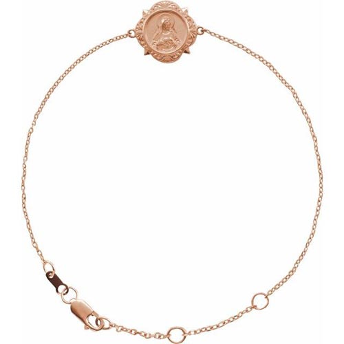 14k Rose Gold Miraculous Medal Bracelet