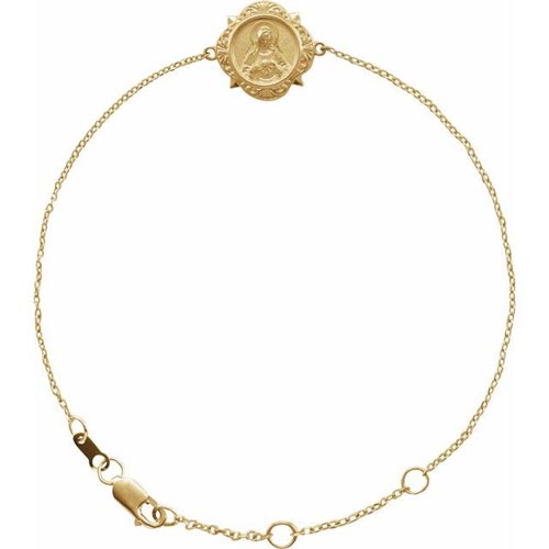14k Yellow Gold Miraculous Medal Bracelet