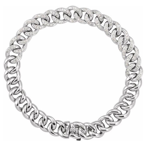 14k White Gold 3/4 ct tw Diamond Curb Bracelet 7in
