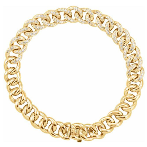 14k Yellow Gold 3/4 ct tw Diamond Curb Bracelet 7in