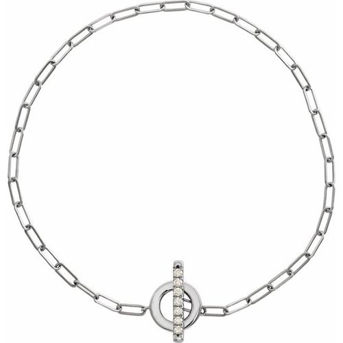 14k White Gold 1/10 ct tw Diamond Accent Toggle Bracelet