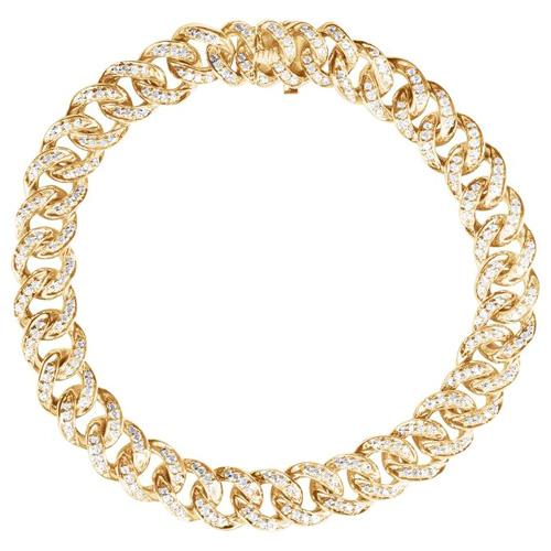 14k Yellow Gold 1.5 ct tw Diamond Encrusted Cable Link Bracelet 7in