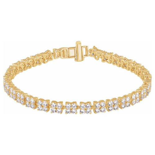 14k Yellow Gold 5.33 ct tw Lab-Grown Diamond Line Cluster Bracelet