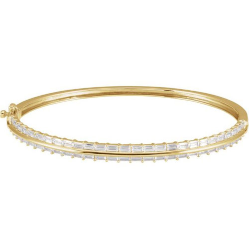 14k Yellow Gold 2.1 ct tw Lab-Grown Diamond Baguette Bangle Bracelet