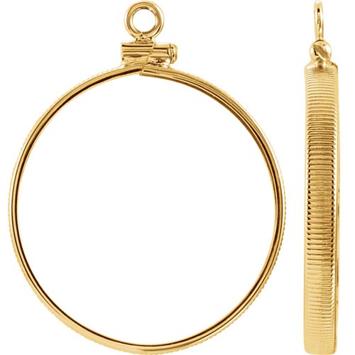 14k Yellow Gold Screw-top Coin Bezel for Sacagawea Dollar Coin