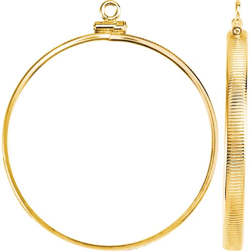14k Yellow Gold Coin Bezel Pendant for US Morgan or Peace Dollar Coin