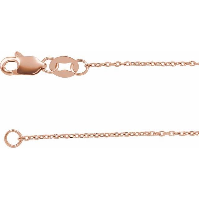 18k Rose Gold 20in Diamond-cut Cable Chain 1mm