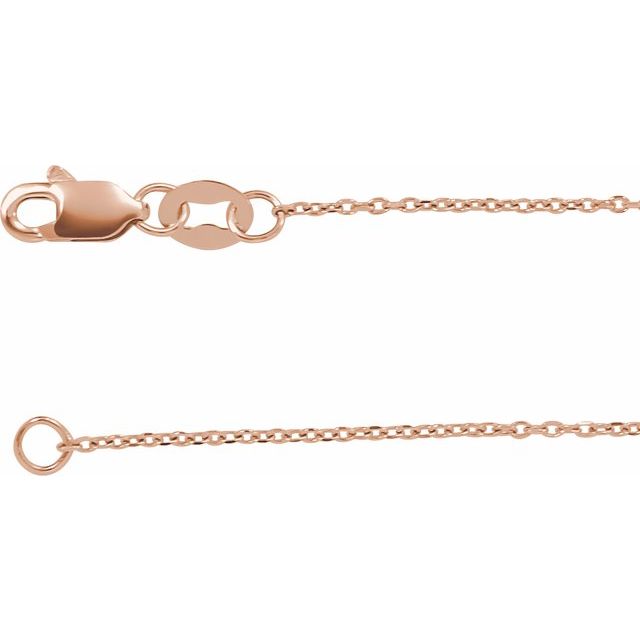 18k Rose Gold 16in Diamond-cut Cable Chain 1mm
