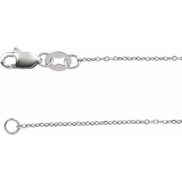 18k White Gold 16in Diamond-cut Cable Chain 1mm