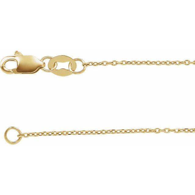18k Yellow Gold 18in Diamond-cut Cable Chain 1mm