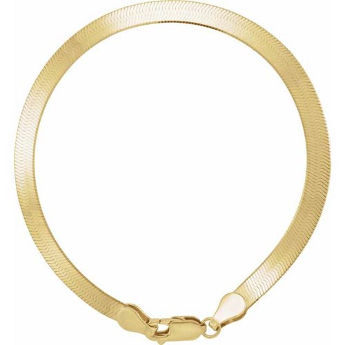 14k Yellow Gold 7in Herringbone Chain Bracelet 4.6mm