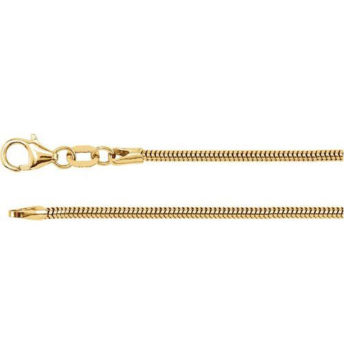 14k Yellow Gold 20in Round Snake Chain 1.5mm