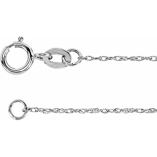 18k White Gold 24in Rope Chain 1mm