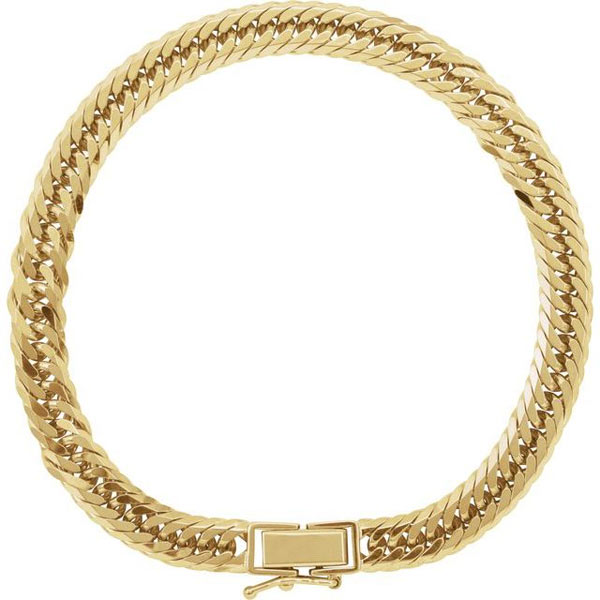 18k Yellow Gold 7.5in Diamond-cut Curb Link Bracelet 6.2mm Thick 