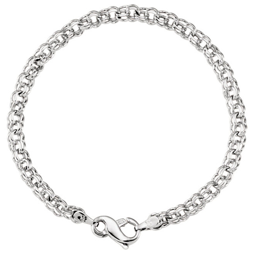 14k White Gold Double Cable Link Bracelet with Infinity Symbol Clasp