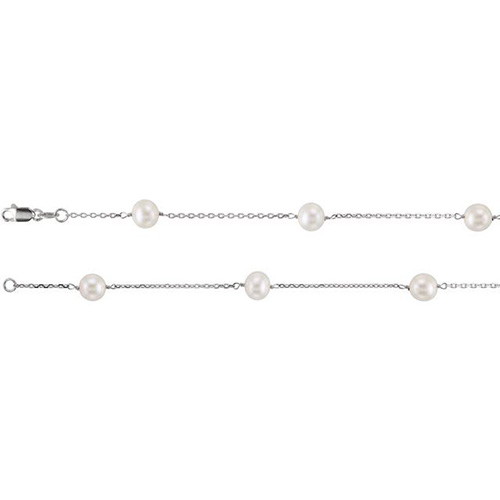 14kt White Gold Freshwater Cultured Pearl 12-Station 18in Necklace