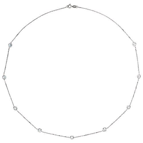 Sterling Silver Cubic Zirconia Nine Station Necklace