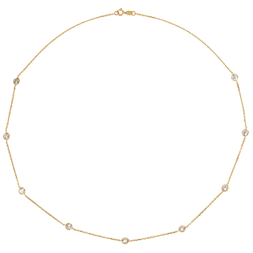14k Yellow Gold Cubic Zirconia Five Station Necklace