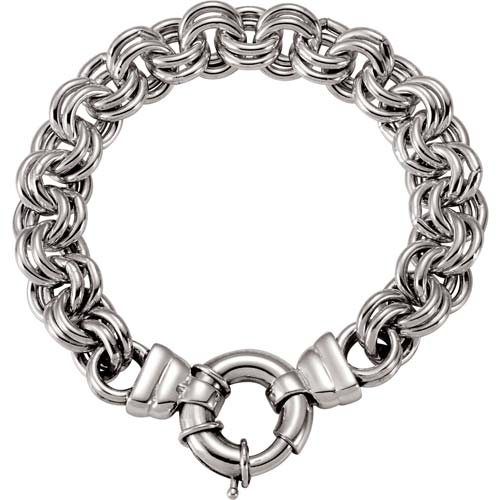 Sterling Silver 8in Double Cable Bracelet 12.5mm