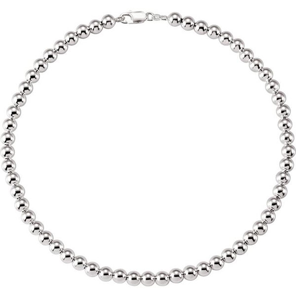 Sterling Silver 7in Hollow Bead Bracelet 8mm