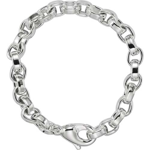 Sterling Silver 7in Flat Cable Chain Bracelet 6.75mm Thick