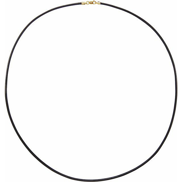 14kt Yellow Gold 20in Black Leather Cord 2mm Necklace